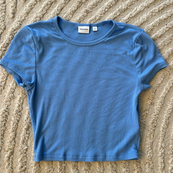 Sunday Best Blue Ribbed T-Shirt - Picture 1 of 1